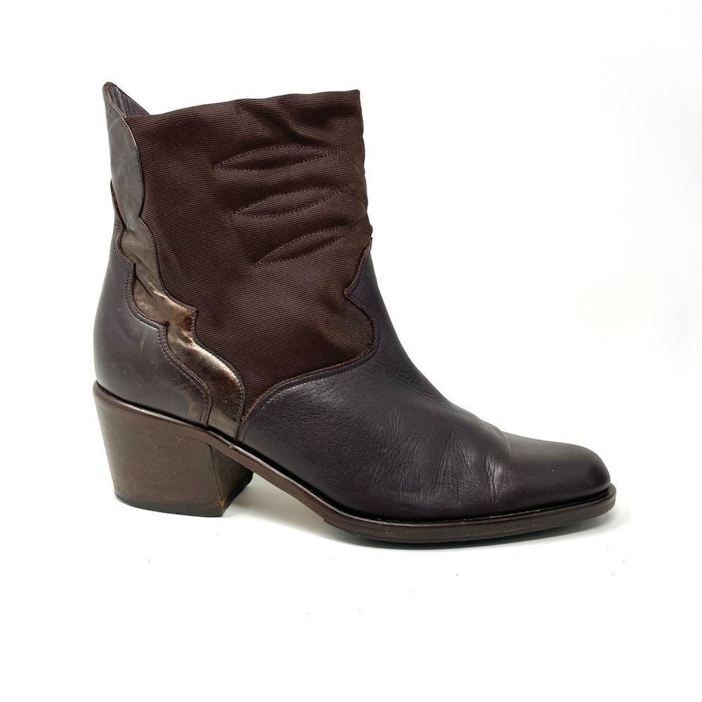 Vintage Arnold Churgin Dark Brown Leather Western Ankle Boots Size 5.5/ 35.5 - Picture 8 of 8